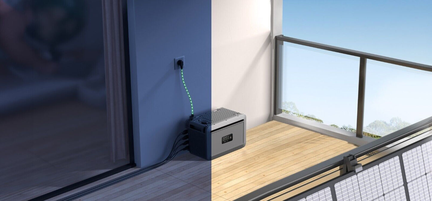 Growatt NEXA 2000 All in one Speicher(2048WH) mit 0/1/2/3 Erweiterungsakku, Einfache Installation, Balkonkraftwerke, IP66