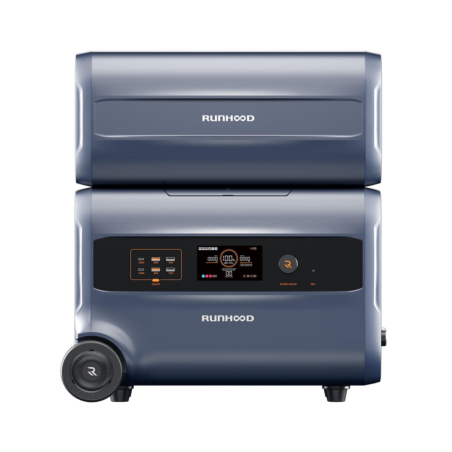 Runhood F2400 Balkonkraftwerkspeicher 2,4 kWh – Erweiterbarer bis 19,2 kWh, AC/DC Laden & Entladen, Notstromversorgung, Mobile Powerstation
