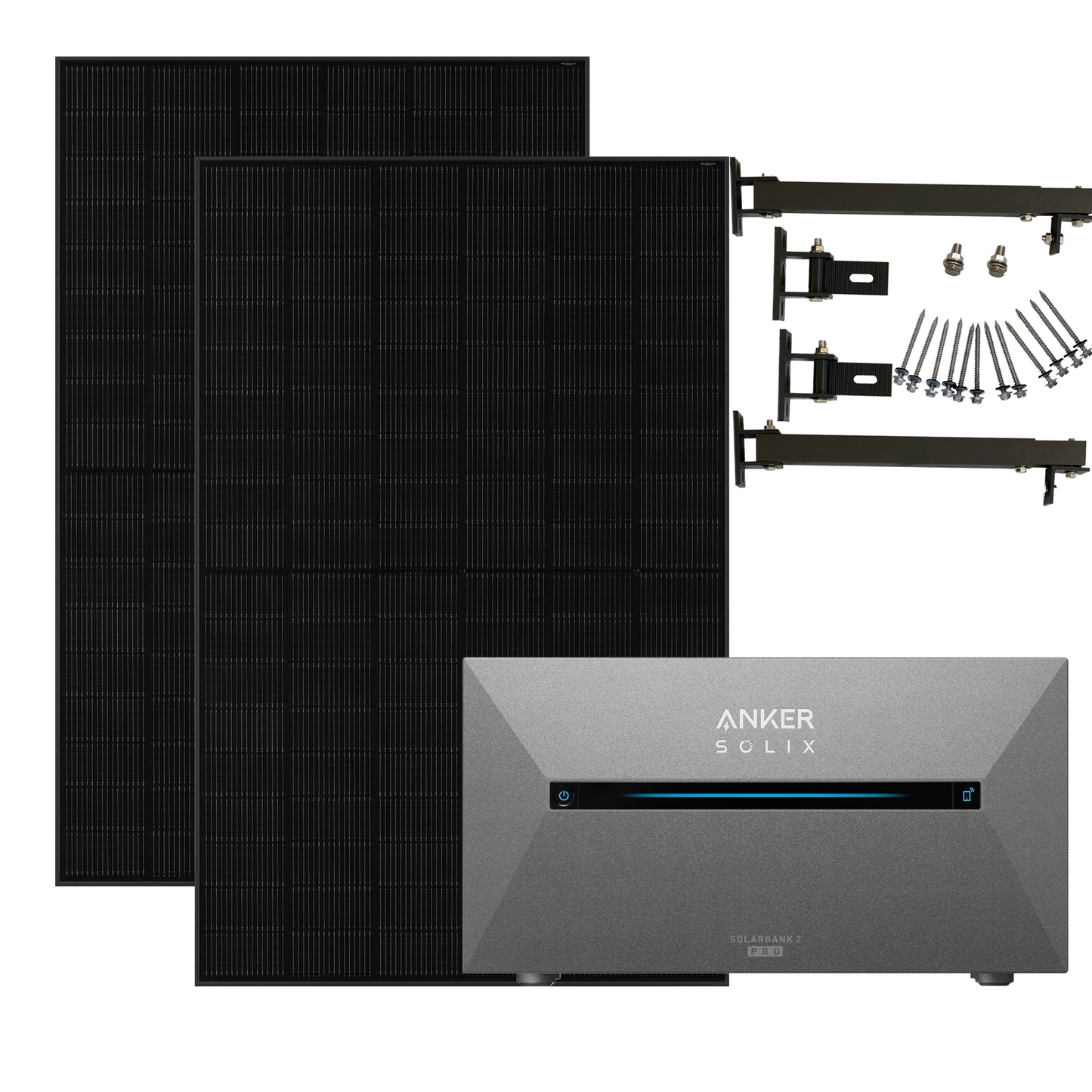 ANKER SOLIX 2 Pro 890W Balkonkraftwerk mit 2×445W JA Solar Module, Halterung wählbar
