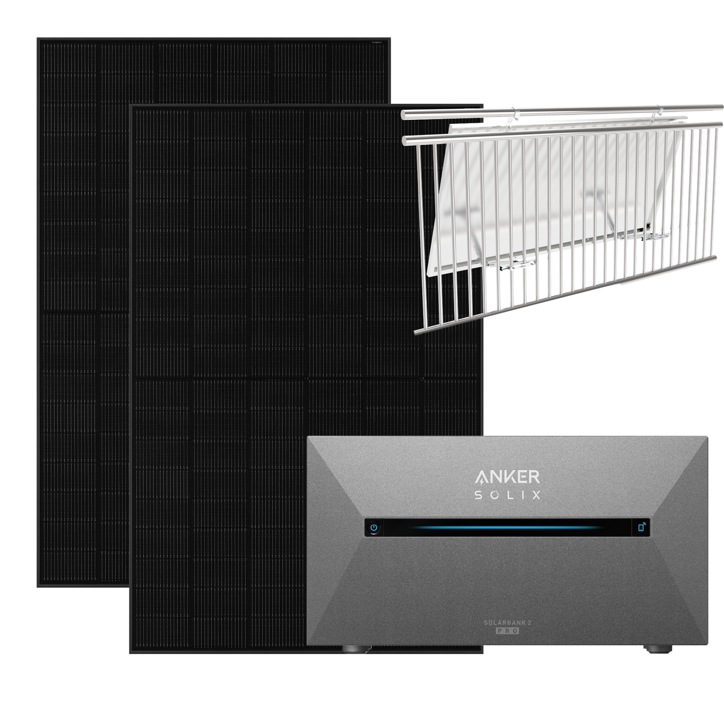 ANKER SOLIX 2 Pro 890W Balkonkraftwerk mit 2×445W JA Solar Module, Halterung wählbar