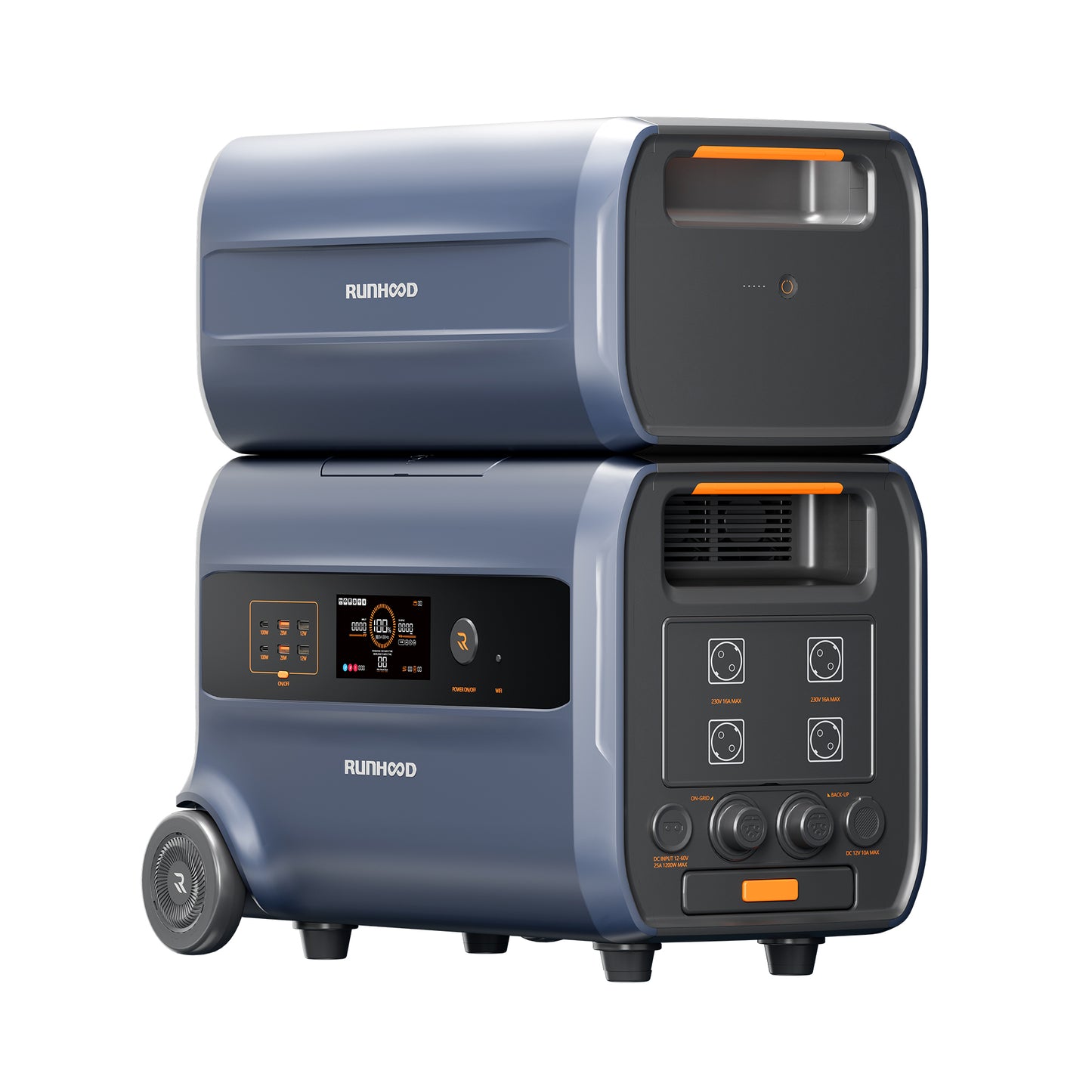 Runhood F2400 Balkonkraftwerkspeicher 2,4 kWh – Erweiterbarer bis 19,2 kWh, AC/DC Laden & Entladen, Notstromversorgung, Mobile Powerstation