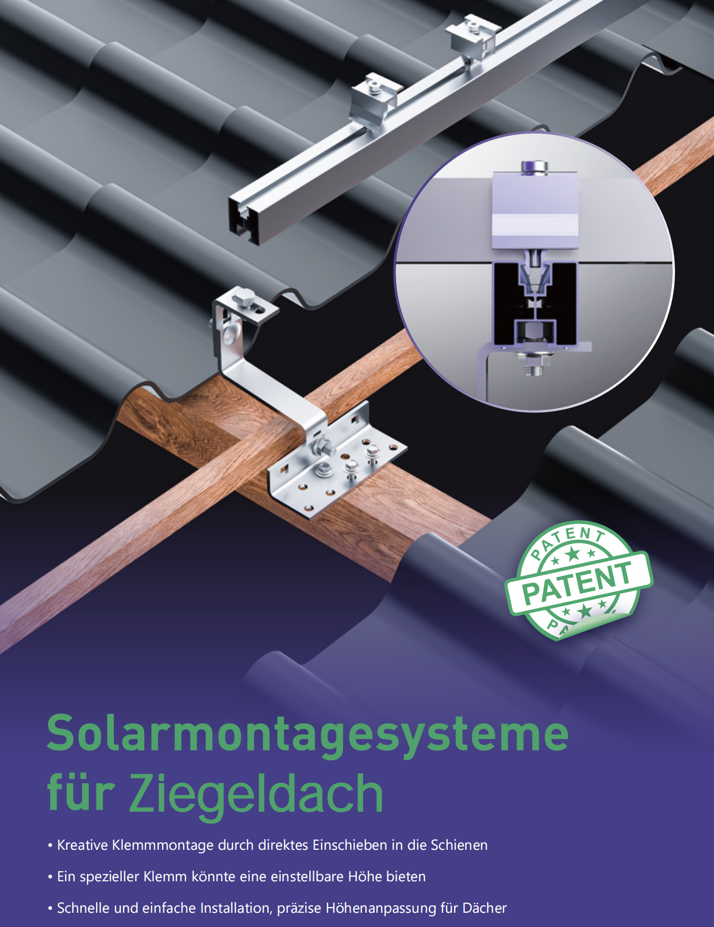 Kseng Photovoltaik Dachziegel Montagesystem AL6005-T5, SUS304/SUS410 Schnelle & Einfache Installation für 4 Solarmodule