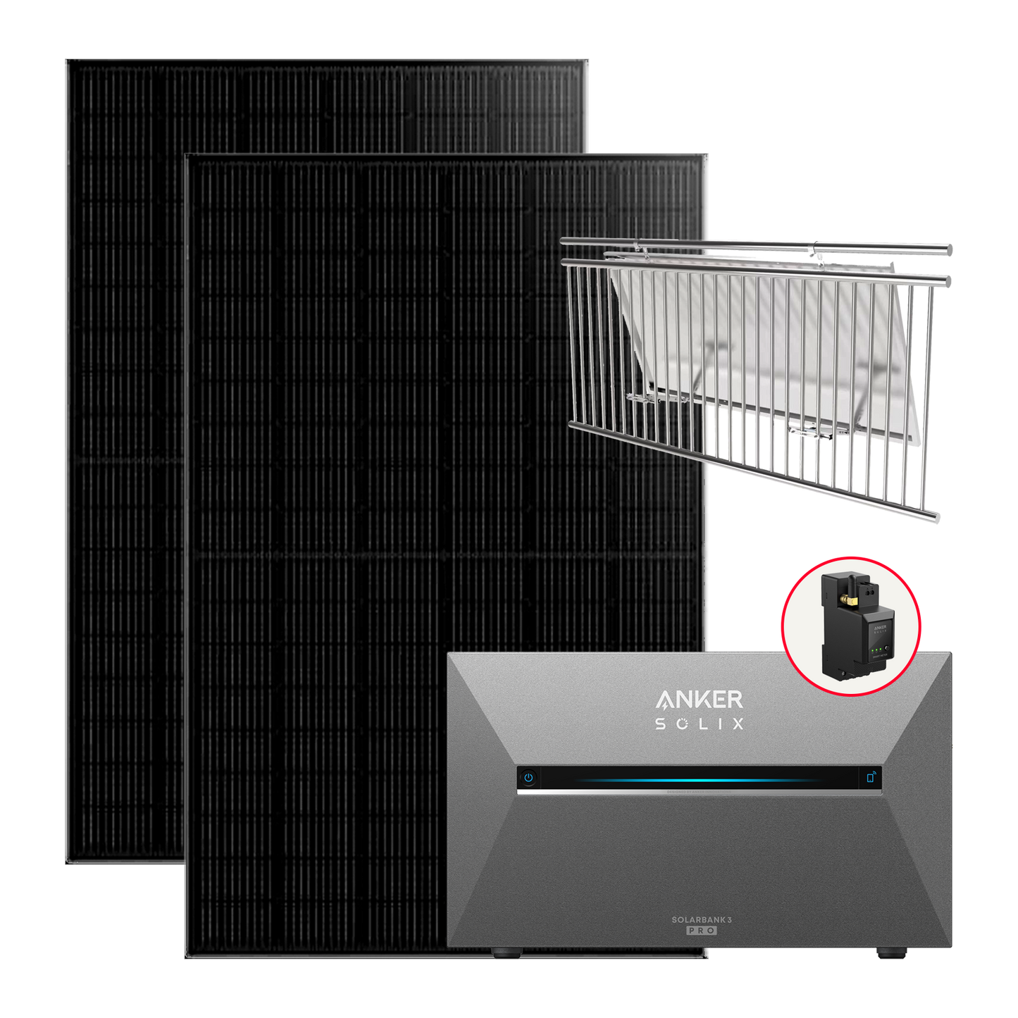 Anker SOLIX 3 Pro 880W Balkonkraftwerk mit 2×440W Modulen, Smart Meter, Halterung optional, IP65
