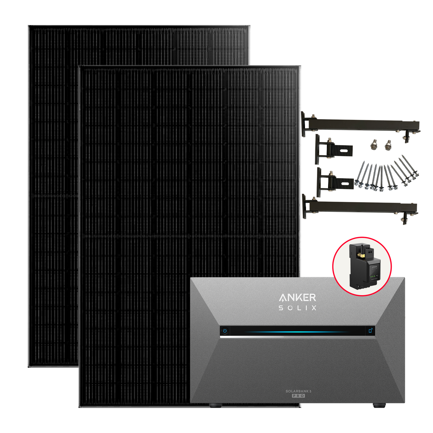 Anker SOLIX 3 Pro 880W Balkonkraftwerk mit 2×440W Modulen, Smart Meter, Halterung optional, IP65