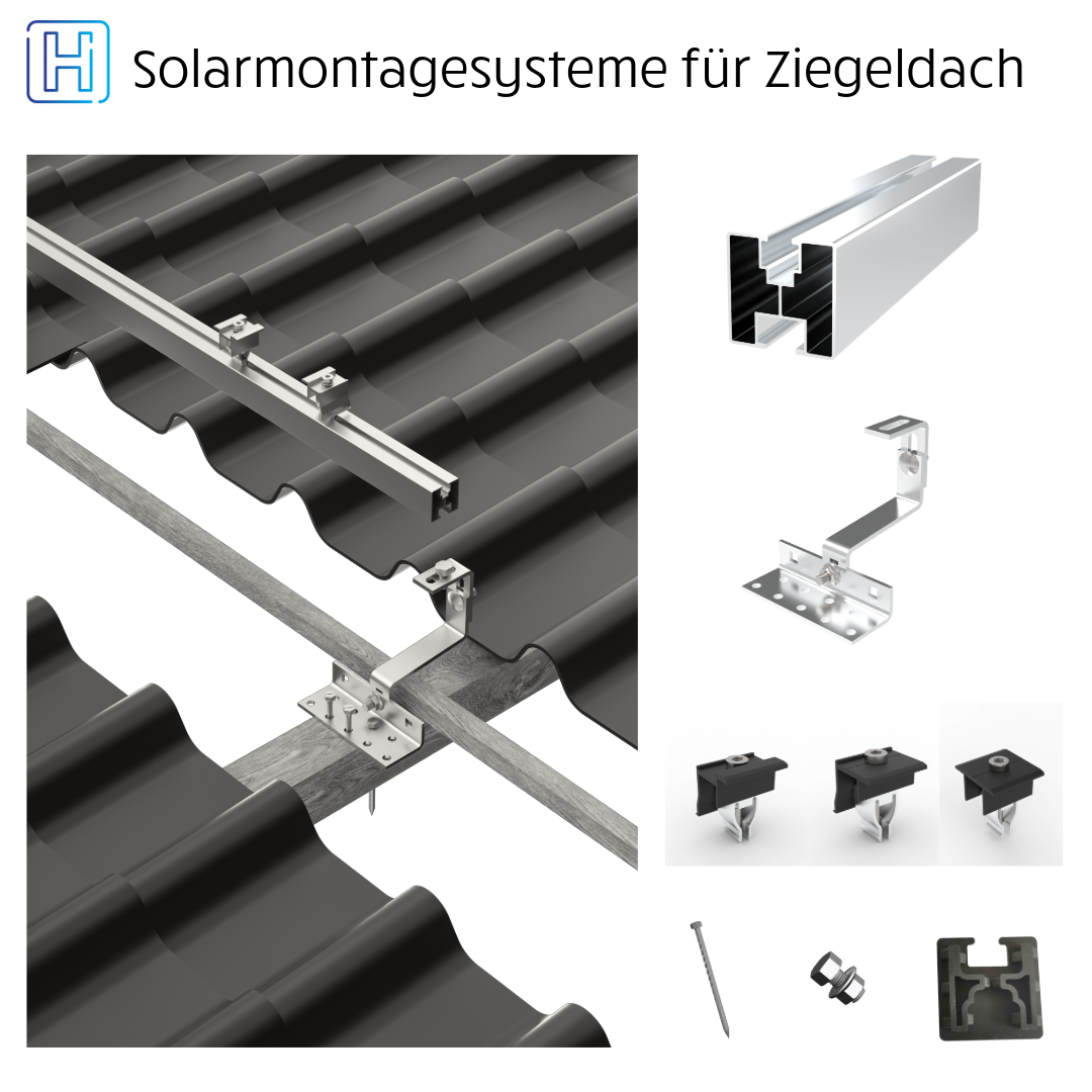 Kseng Photovoltaik Dachziegel Montagesystem AL6005-T5, SUS304/SUS410 Schnelle & Einfache Installation für 4 Solarmodule