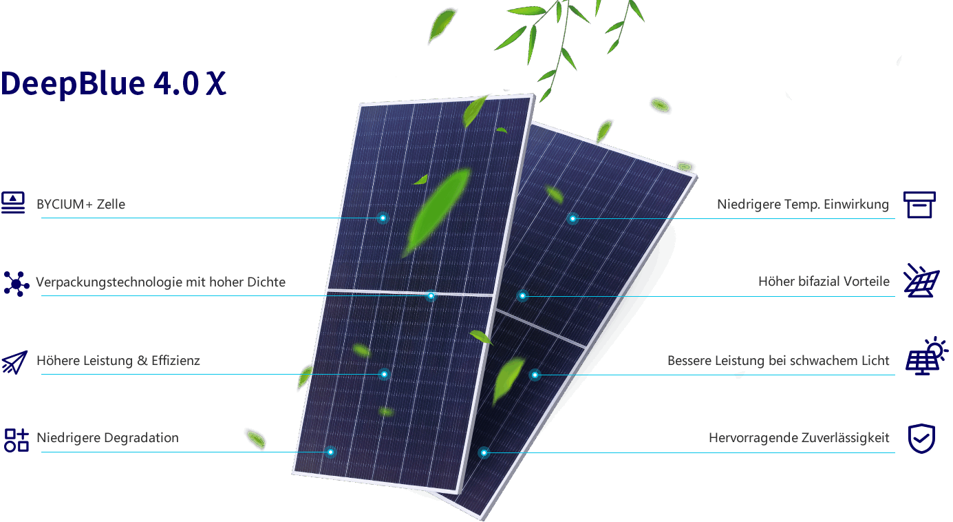 JA Solar N-Type Bifacial Glass-Glass 440W Solarmodul, Monokristalin, Hoher Wirkungsgrad, DeepBlue 4.0