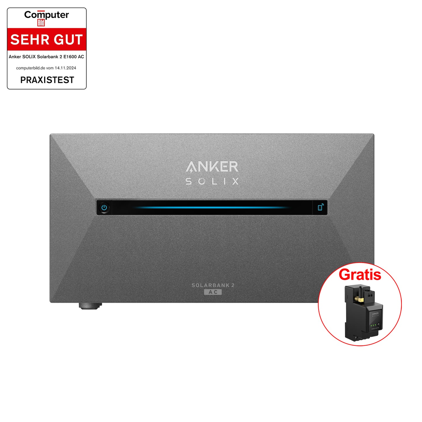 1740W Anker Solix Balkonkraftwerk Solix Solarbank 2 AC E1600 2000W mit Smart Meter IP65
