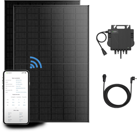 Growatt Balkonkraftwerk Komplettset 870W Solarmodule mit 800W Mikro-Wechselrichter und 5M AC Kabel