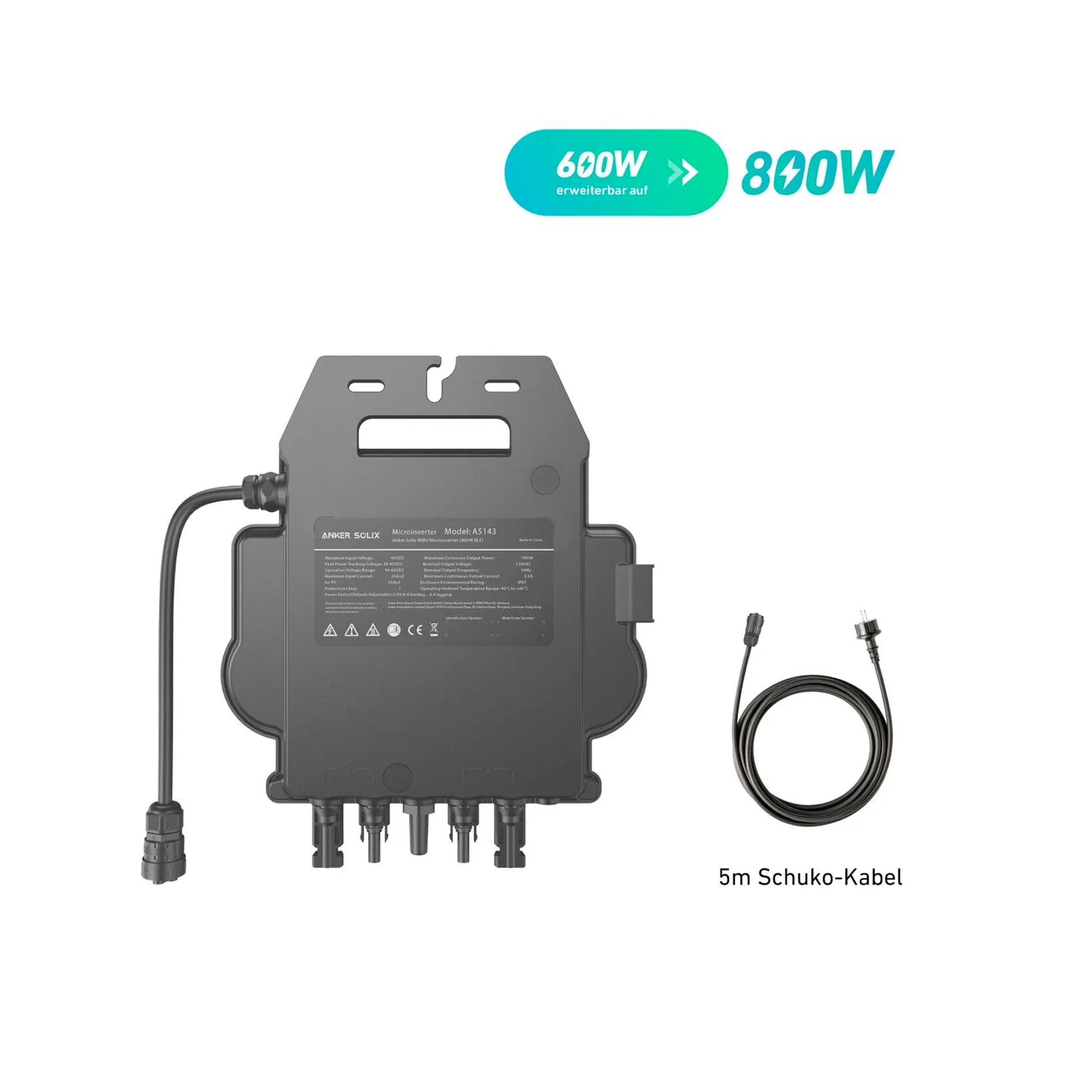 Anker SOLIX MI80 800W Mikro-Wechselrichter  Integriertes WLAN- und Bluetooth Anker