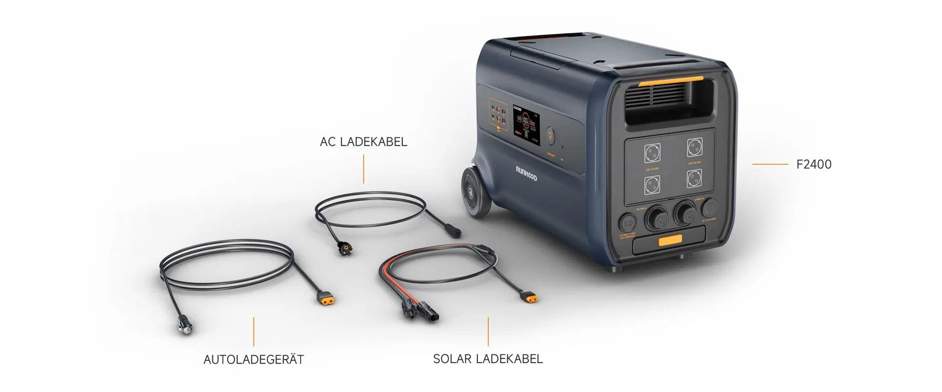 Runhood F2400 Balkonkraftwerkspeicher 2,4 kWh – Erweiterbarer bis 19,2 kWh, AC/DC Laden & Entladen, Notstromversorgung, Mobile Powerstation - IntelliSolaris