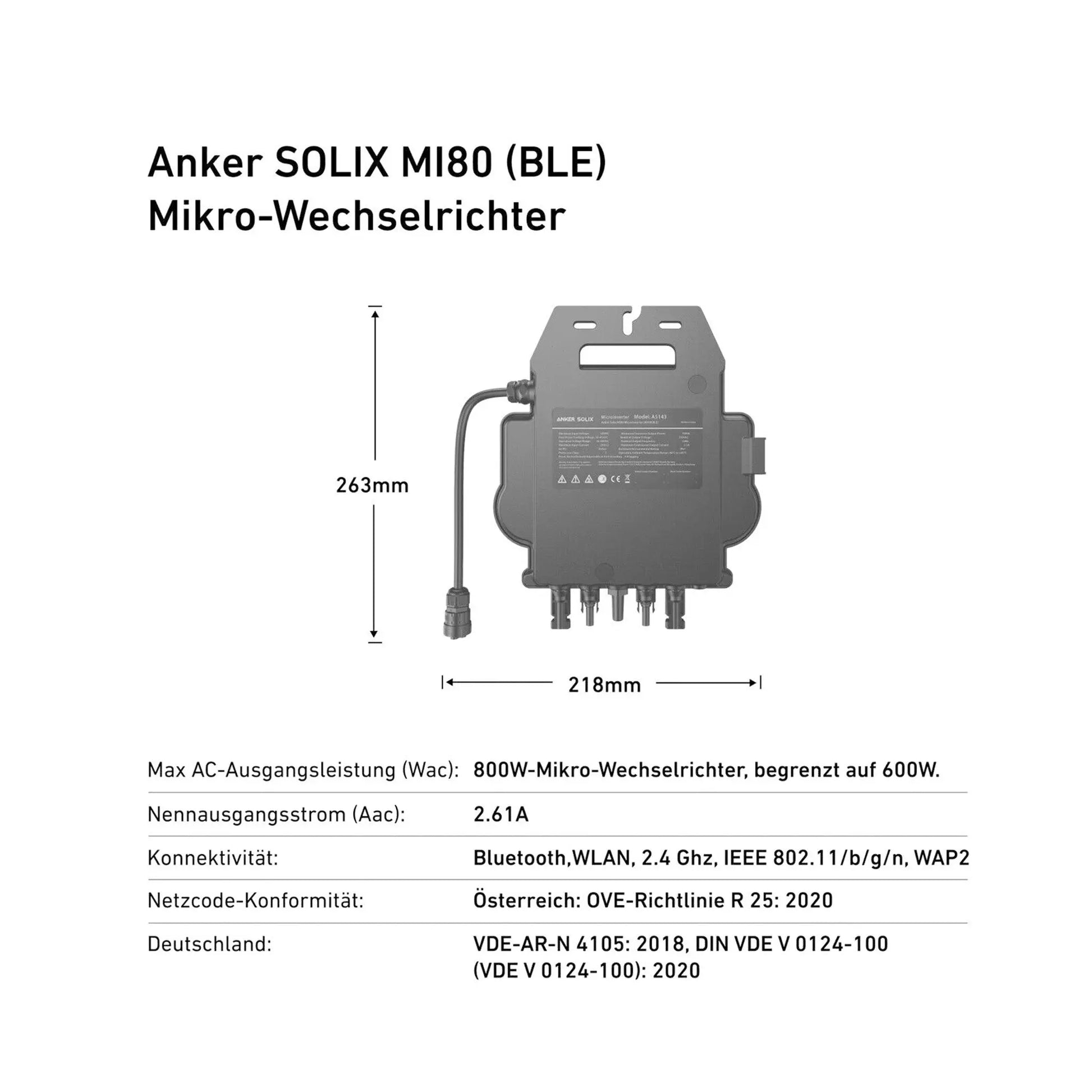 Anker SOLIX MI80 800W Mikro-Wechselrichter  Integriertes WLAN- und Bluetooth Anker