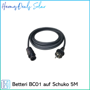 AC Kabel Anschlusskabel 3m/5m/10m, Betteri BC01 auf Schuko Stecker, für Mikrowechselrichter PV-Anlagen, IP44