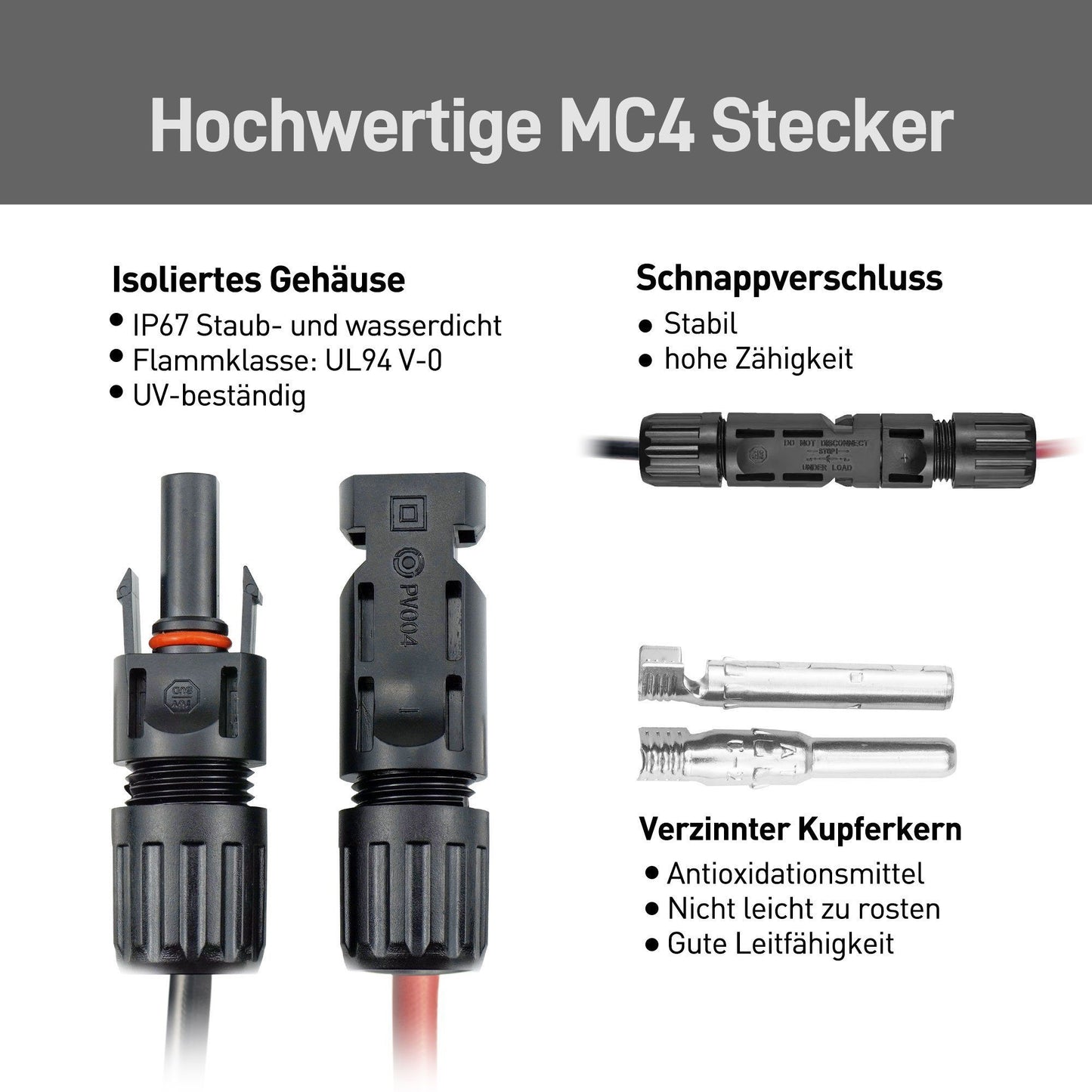 JA Solar MC4 Verbindungskabel 4mm² schwarz/schwarz-2.5m 1 Paar Solarkabel