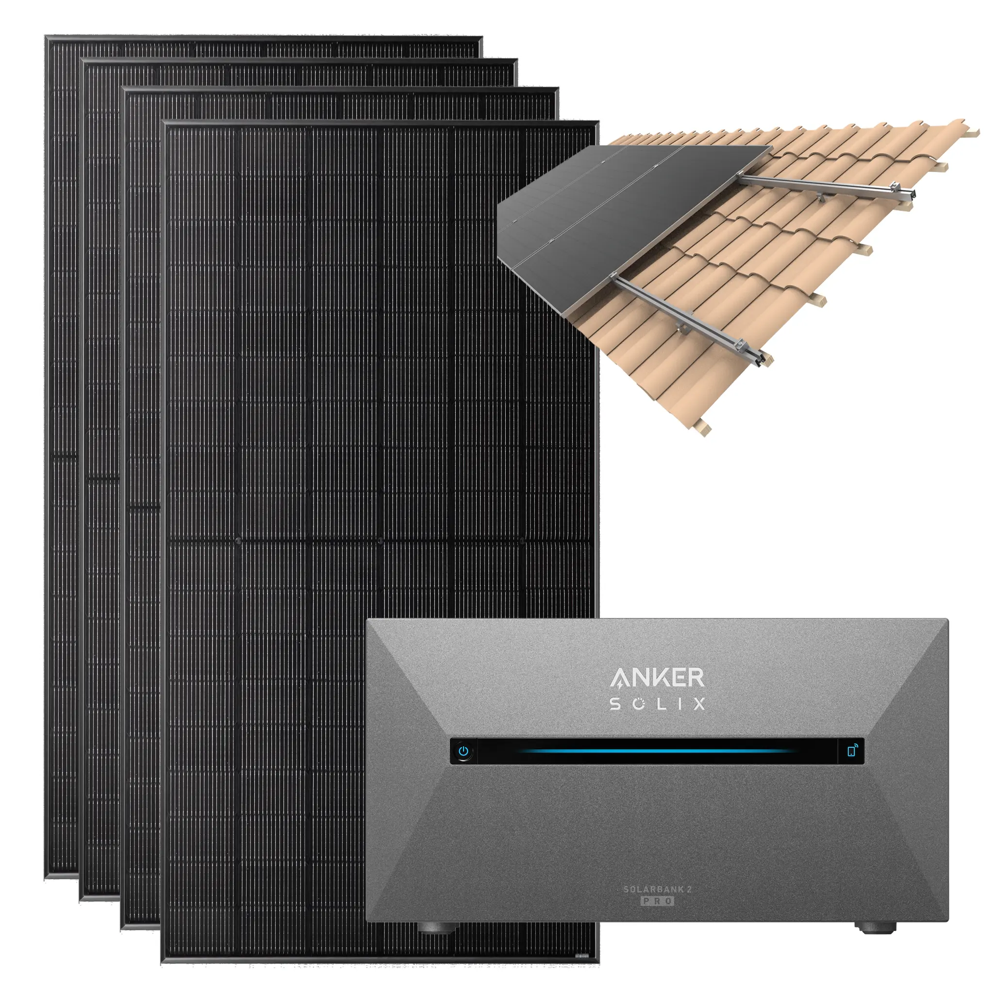 2000W Balkonkraftwerk mit Anker SOLIX E2700 Pro 2700WH, Halterung optional - IntelliSolaris