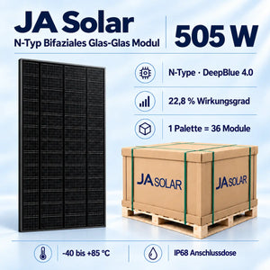 Ja Solar 505W Bifazial Glas-Glas Full Black JAM60D41 LB 1 Palette 36 Stück
