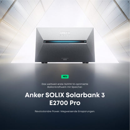 Anker SOLIX Solarbank 3 E2700 Pro 3600W LiFePO4 mit Smart Meter mit Kable Set
