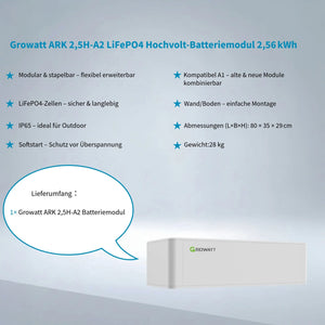 Growatt ARK 2,5H-A2 LiFePO4 Hochvolt-Batteriemodul 2,56 kWh – Modular, Stapelbar, IP65, Erweiterbar