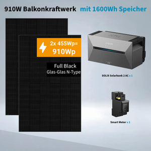 910W Anker Solix Balkonkraftwerk Solix Solarbank 2 AC E1600 2000W mit Smart Meter IP65