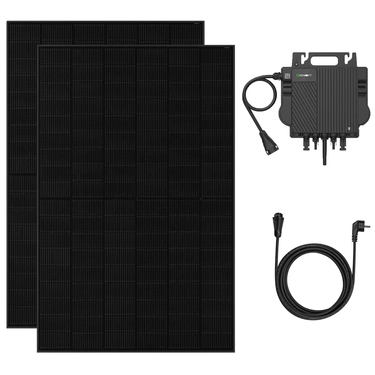 Growatt Balkonkraftwerk Komplettset 910W Solarmodule mit 800W Mikro-Wechselrichter und 5M AC Kabel Growatt