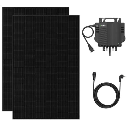 Growatt Balkonkraftwerk Komplettset 900W Solarmodule mit 800W Mikro-Wechselrichter und 5M AC Kabel