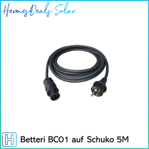 AC Kabel Anschlusskabel 3m/5m/10m, Betteri BC01 auf Schuko Stecker, für Mikrowechselrichter PV-Anlagen, IP44 - IntelliSolaris