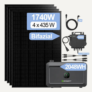 Growatt NOAH 2000 Balkonkraftwerk 1780W mit NEO 800W Microinverter und 5M AC Kabel, App-Steuerung, Plug-and-Play